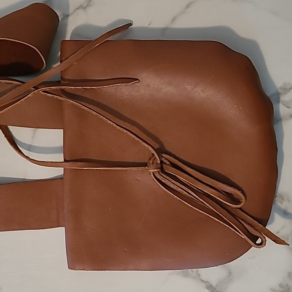 British Tan Gloved Leather Handmade Crossbody Hobo Boho Flap Bag Purse Hippie - Picture 2 of 11